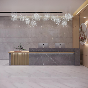 Mostrador de Recepción Blanco DKART, Superficie Acrílica de Alto Brillo, Luz LED Moderna, Mostrador Frontal para Salón de Belleza, Oficina, Vestíbulo de Hotel - Product Image 4