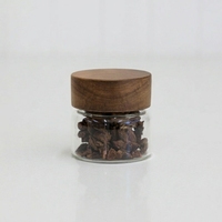 Bocal en verre hermétique personnalisé avec couvercle en bois d'acacia, gravure de logo, pour le stockage d'aliments secs ou de fleurs séchées