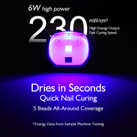Sèche-ongles ovale portatif MR, rechargeable, alimenté par batterie, 2 modes avec démarrage par détection, sécurité thermique, ergonomique, lampe à ongles