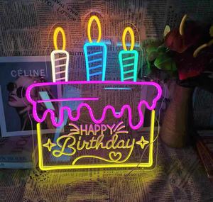Enseigne au néon multicolore personnalisée Happy Birthday Décoration d'intérieur à piles avec lumières acryliques LED pour les fêtes <span class=keywords><strong>de</strong></span> Noël - Product Image 1