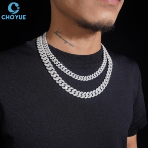 Collar de Plata de Ley 925 con Eslabones Cubanos y Moissanita VVS, Estilo Hip Hop Urbano, Joyería Unisex de Plata, Joyería Personalizada de Fábrica - Product Image 3