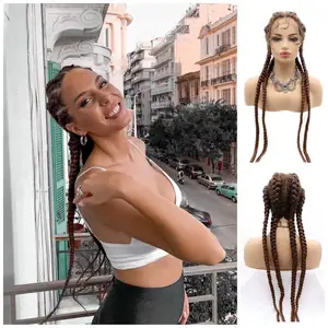 Jennifer Wholesale Full Lace Human Hair Short Long Colored Butterfly Braid Cheap For Black Woman Braided Wig