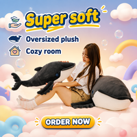 Peluche mini baleine mignonne et douce, avec ailerons festonnés, queue courbée et yeux bleus, cadeau surprise, vente en gros, poupée en peluche