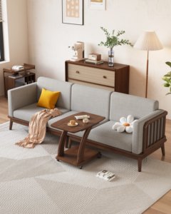 High Quality Solid Wood Mobile Side <b>Table</b>, C-Shaped End <b>Table</b> with <b>Wheels</b> <b>for</b> Living Room Bedroom - Product Image 4