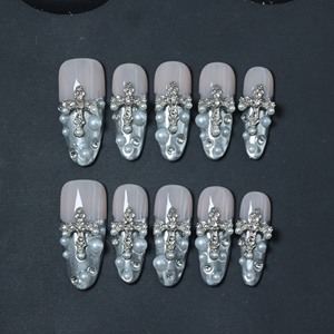 Uñas postizas de lujo con diseño de estrella y mariposa, acrílicas, hechas a mano, de cobertura completa, al por mayor, precio de fábrica. - Product Image 1