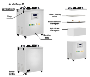 Extracteur de fumées et de poussières de soudage industriel à forte aspiration, purificateur d'air avec double bras pour graveur laser, imprimante 3D, soudure - Product Image 4