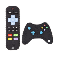Lot de 2 jouets de dentition en silicone pour bébé, en forme de télécommande et de manette de jeu, sans BPA, doux, pour soulager les gencives douloureuses des nourrissons