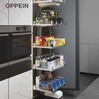 Meubles de cuisine modulaires modernes de style européen OPPEIN avec charnières et chariot, construction en panneaux de particules de Guangzhou