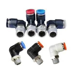 Red Blue Black Male Elbow PL Pneumatic Joints Fitting Push in To Connect Fittings With BSPT BSPP NPT Thread