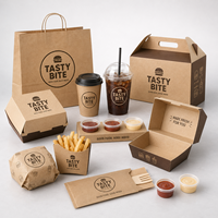 Boîte à emporter personnalisée en papier kraft écologique pour poulet frit, pizza, hamburger, boîte à charnière pour la restauration rapide, emballage alimentaire