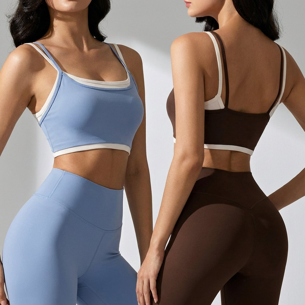 SHELL NEW Arrivals Contrast Color Double Shoulder Straps High Support Breathable Sweat Wicking Gym Running Yoga Sport Bra