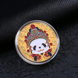 Moneda de <span class=keywords><strong>panda</strong></span> de oro conmemorativo, moneda redonda de metal promocional chino, desafío personalizado - Product Image 1