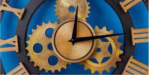 <span class=keywords><strong>Orologio</strong></span> da Parete Vintage con <span class=keywords><strong>Ingranaggi</strong></span> Classici, Grande <span class=keywords><strong>Orologio</strong></span> in Legno Stile Retrò per Soggiorno, Hotel, Ristorante - Product Image 2