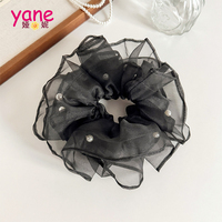 Ikat Rambut Mutiara Organza Jala Elegan-14CM Aksesoris Ikat Rambut Wanita