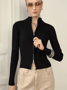 Blubelle 2025 <span class=keywords><strong>donna</strong></span> Casual <span class=keywords><strong>Cardigan</strong></span> Slim a manica lunga a doppia <span class=keywords><strong>cerniera</strong></span> in maglia caldo <span class=keywords><strong>con</strong></span> colletto da marinaio per l'autunno inverno - Product Image 2