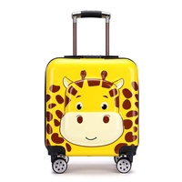 Valise pour enfants en ABS PC rigide avec motif d'ours en 3D, valise de voyage personnalisée en or, roulettes pivotantes, poignée télescopique, combinaison