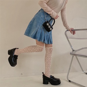 Calcetines PATTKIN Transpirables de Verano, Finos, con Encaje, Estilo Edgy/Cute, Altos, por Encima de la Rodilla, Calentadores de Piernas, Estilo Hyun-A - Product Image 4