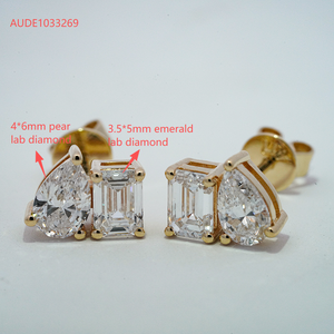 Pendientes de diamantes Starsfine Fine Diamante, dos pendientes de diamantes, oro sólido de 10K, pendientes de diamantes cultivados en laboratorio. - Product Image 3