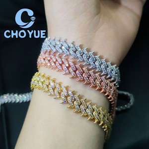 Pulsera de eslabones cubanos de plata de ley 925 con moissanita de 10 mm, diseño de borde puntiagudo, estilo Hip Hop, cadena con incrustaciones de circonitas, pasa la prueba del diamante GRA - Product Image 1