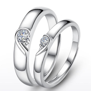 G2970 도매 Anillos 발렌타인 데이 간단한 약혼 선물 웨딩 하트 모양 CZ 다이아몬드 커플 링 패션 보석 반지 - Product Image 3
