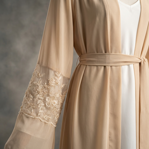 Abaya Personalizada para Mujer, Vestidos de Dubái para Ramadán, Poliéster y Chifón, Ropa Islámica para Rezar, Abaya Musulmana para Mujer - Product Image 3