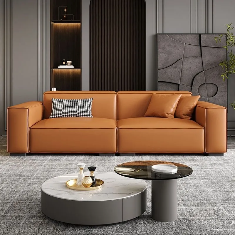 igeson Modern Two Seat Sofa Orange Sofa Waterproof Stain Resistant Indoor Living Room Sofa