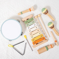 Montessori Wooden Musical Instruments Set for Toddlers Kids Xylophone Tambourine Maracas Percussion Rhythm Educational Toys