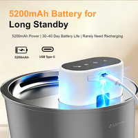 Fontaine à eau pour animaux de compagnie OEM 4L, fonctionnant sur batterie, sans fil, avec capteur intelligent, automatique, en acier inoxydable, avec fenêtre de visualisation