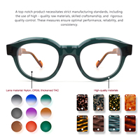 Gafas Ópticas Redondas Retro Unisex, Armazón de Acetato Mazzucchelli, Bisagra OBE, Lentes de Nailon con Protección Contra la Luz Azul, Gafas Graduadas