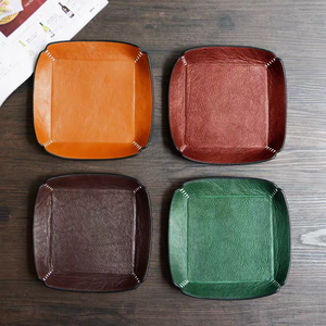 Handmade Custom Leather Valet Tray Genuine <b>Pebbled</b> Leather Desktop Organizer Luxury Jewelry Keys Catchall for Entryway - Product Image 1
