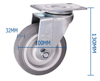 Rueda Giratoria de TPR de 4 Pulgadas para Trabajo Mediano, Gris, con Freno, Ruedas Fijas y Rígidas para Muebles, Compatible con OEM