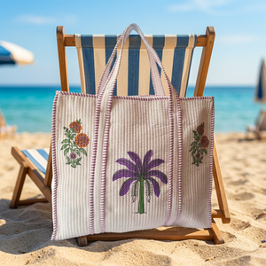 Sac fourre-tout en coton écologique et élégant avec fermeture éclair sécurisée, sac à main pour femme pour le shopping, les voyages, la plage et les courses - Product Image 3
