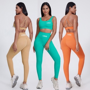 Conjunto de Ropa de Yoga de Gran Venta Lulu con Espalda Cruzada, Sujetador Deportivo Sexy Acolchado y Pantalones de Yoga con Efecto Levanta Glúteos, Conjunto de Sujetador y Leggings para Gimnasio y Fitness - Product Image 2