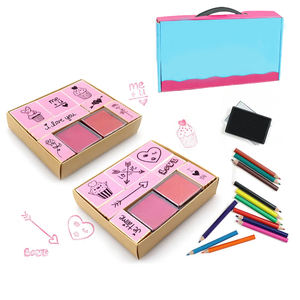 Timbres en bois personnalisés en gros avec crayons de couleur et <span class=keywords><strong>tampon</strong></span> <span class=keywords><strong>encreur</strong></span> pour enfants – Ensemble de timbres cadeau - Product Image 2
