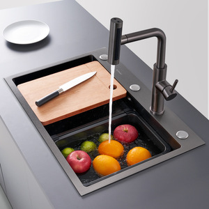 อ่างล้างจานแบบฝังใต้เคาน์เตอร์ Unihopper 304 สแตนเลสสตีล ชามเดี่ยว สีดำขัดเงา ทำความสะอาดง่าย - Product Image 1