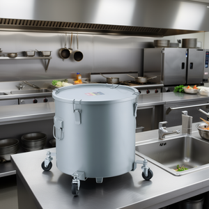 Cubo para freír en aceite para cocina comercial, 16 galones, acero al carbono, revestimiento antirust, base con ruedas, tapa con cierres, bolsa de filtro - Product Image 2