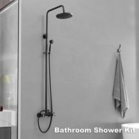 Système de douche de salle de bain noir avec tuyaux apparents, ensemble de douche pluie haute pression en laiton au design moderne, robinets thermostatiques