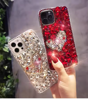 Étui de luxe fait main avec coque en diamant scintillant pour iPhone Xr X Xs 7 8 11 12 13 14 15 16 17 Pro Max
