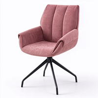 Fauteuil de salle à manger pivotant de luxe en tissu, avec dossier haut, support ergonomique incurvé et structure en acier robuste thermolaqué