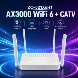 Network <b>Equipment</b> Wifi6 Xpon ONU CATV ZC-521X6TH 4GE+1CATV Dual Band 2.4G&5G English Gpon ONT Wifi ONU with 7db 4 Antennas ZIKUN - Product Image 1