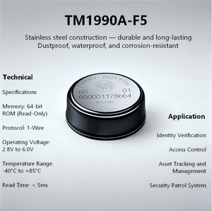 iButton Dallas DS1990A-F5 / TM1990A-F5 – Porte-clés à mémoire tactile en acier inoxydable pour contrôle d'accès - Product Image 2