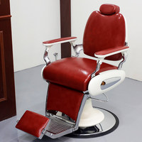 Fauteuil de Barbier Moderne pour Hommes avec Siège en Cuir et Pompe Hydraulique, Chaise de Coiffure Premium Inclinable et Réglable en Hauteur