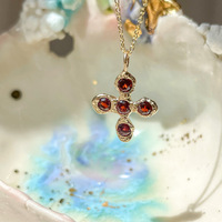 SongYi Femmes Croix Clair Diamant Halloween Mode Pendentif Clavicule Chaîne Vampire Style Collier