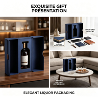 Boîte cadeau pour vin à double porte de qualité supérieure, logo personnalisé, emballage en papier de luxe pour bouteille de vin rouge ou spiritueux