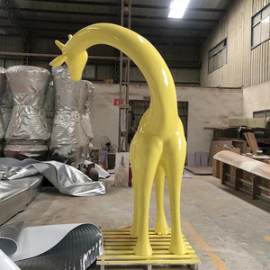 大型モダン屋外キリンガラス繊維彫刻アニマルアートデコレーション黄色漫画モデル商用スペースビジュアルディスプレイ - Product Image 5