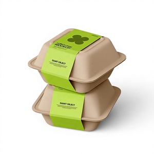 Direct usine, 1000 ml, 8 pouces, 3 compartiments, carton ondulé écologique, doublure en éponge, matériaux recyclés, compostable, biodégradable - Product Image 2