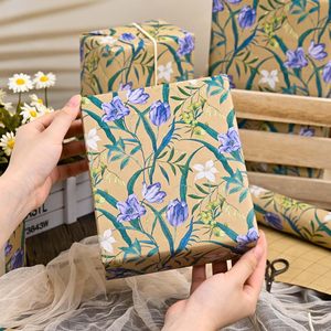Maypluss Floral Kraft <b>Wrapping</b> <b>Paper</b> Roll 17 Inch X 33 Feet Double Side Eco Friendly Gift Craft Packaging <b>Paper</b> - Product Image 3