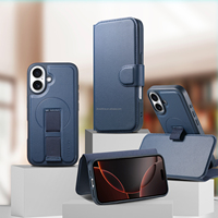 Étui portefeuille de protection étanche en cuir PU de luxe avec béquille pour iPhone 16 15 14 Pro Max