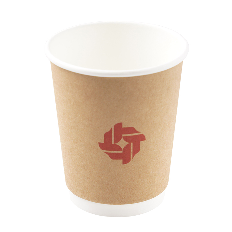 Disposable takeaway double wall  kraft hot drink paper coffee cups Paper Cup With Lid