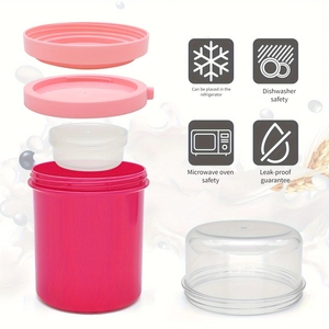 Gobelets portables en plastique à double couche scellés <span class=keywords><strong>pour</strong></span> petit-déjeuner, fruits, <span class=keywords><strong>milkshake</strong></span>, salades, yaourts, flocons d'avoine instantanés avec cuillère - Product Image 3